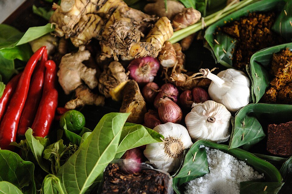 Chilies, shallots, garlic, and spices